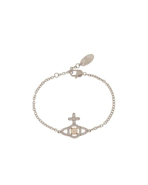 Vivienne Westwood Metallic Olympia Embellished Chain-Linked Bracelet