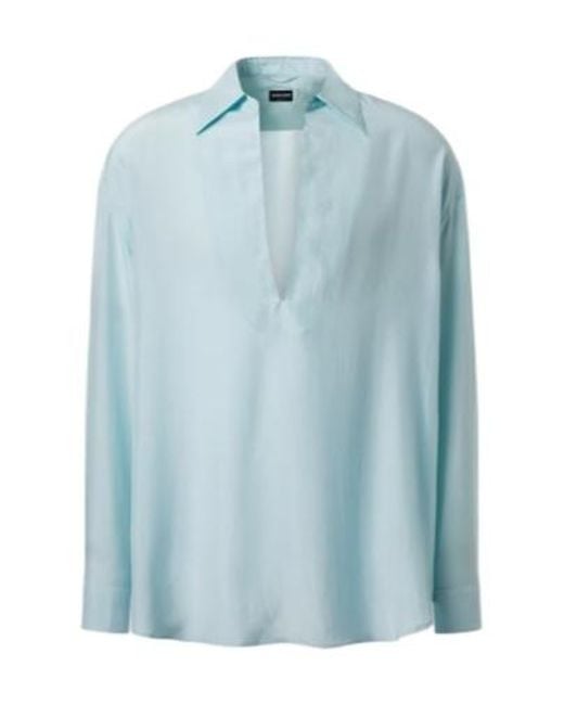 Giorgio Armani Blue Silk Shirt for men