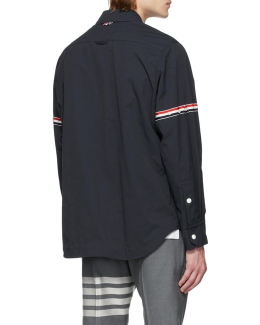Thom Browne Blue Snap Front Over Shirt Jacket for men