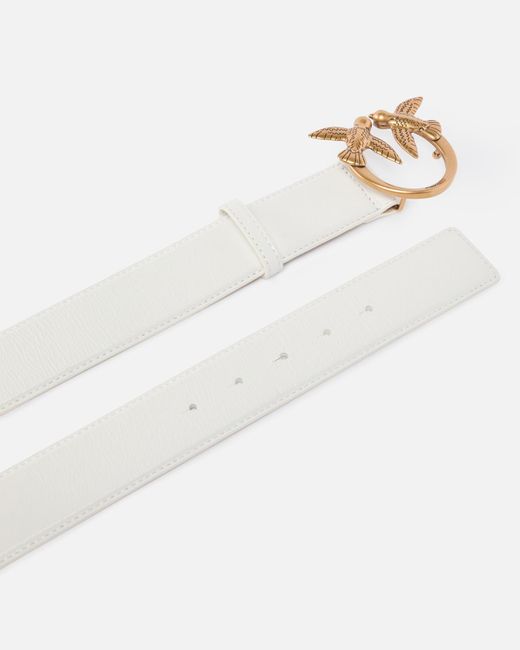 Pinko White Love Birds Buckled Belt