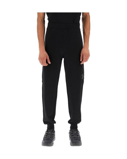C P Company Black Lens-Detail Track Pants for men