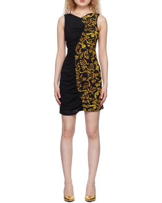 Versace Jeans Black Couture Sketch Couture-Printed V-Neck Mini Dress