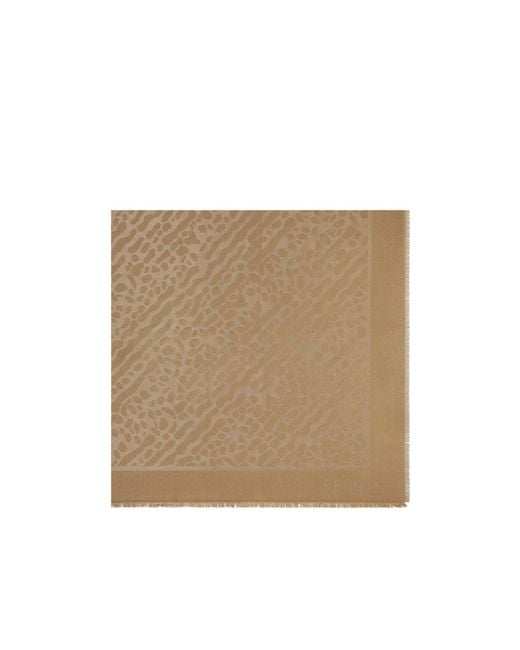 Fendi Natural Ff Frayed-Edge Scarf
