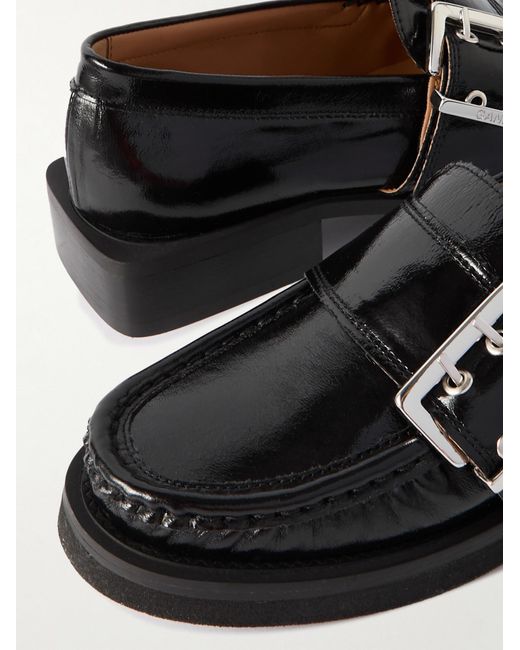 Ganni Black Feminine Buckle Loafers for men