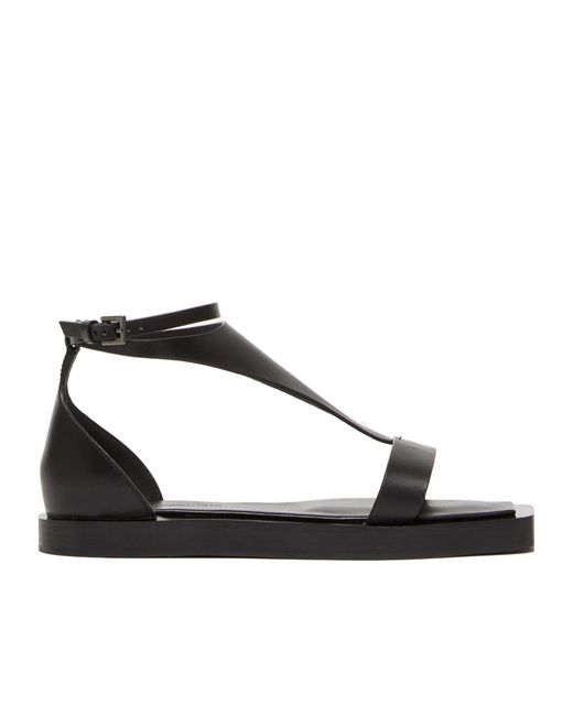 Max Mara Black Square Toe Flat Sandals