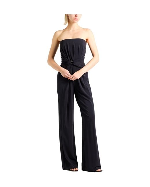 Max Mara Blue Solid-Color Strapless Tube Top Jumpsuit