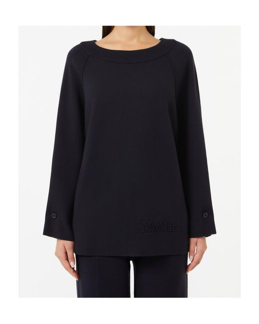 Max Mara Black Dumbo Logo Embossed Top