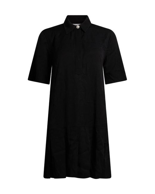 Ganni Black Solid Color Flared Skirt