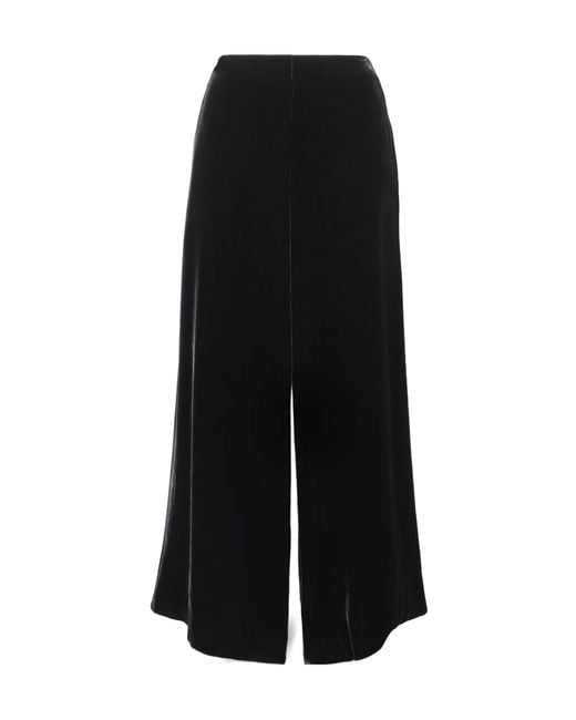 The Row Black Elezar Velvet Wide-Leg Casual Pants