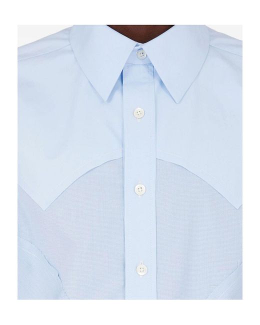 Maison Margiela Blue Cotton Shirt With Stitching Detail for men