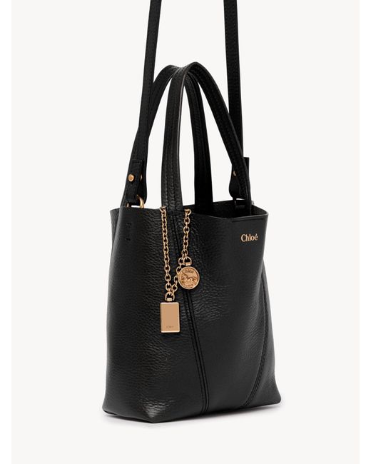 Chloé Black Chloé Spin Logo Printed Small Tote Bag