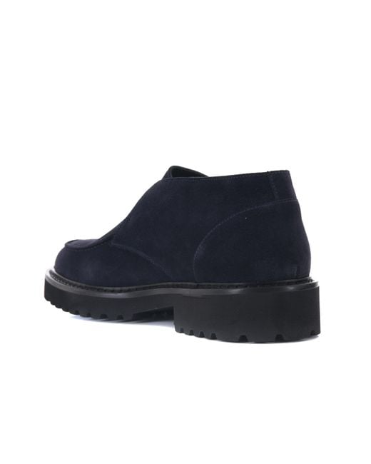 Doucal's Blue Round-Head Ankle Boots for men