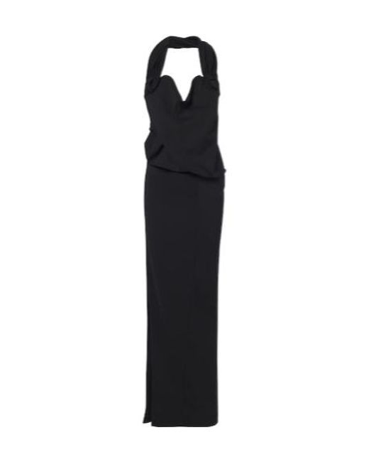 Magda Butrym Black Floral-Appliqué Wool-Blend Gown