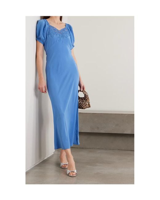 Rixo Blue Lace Collar Dress