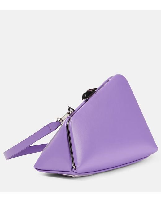 The Attico Purple Midnight Mini Embellished Leather Clutch