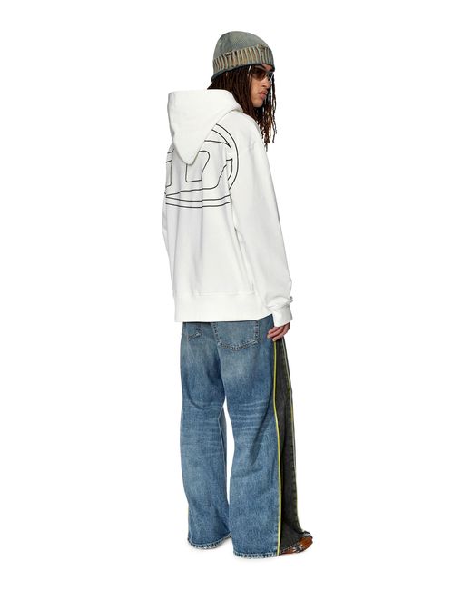 DIESEL Gray Macs-Hood-Megoval-D Logo Embroidered Hoodie for men