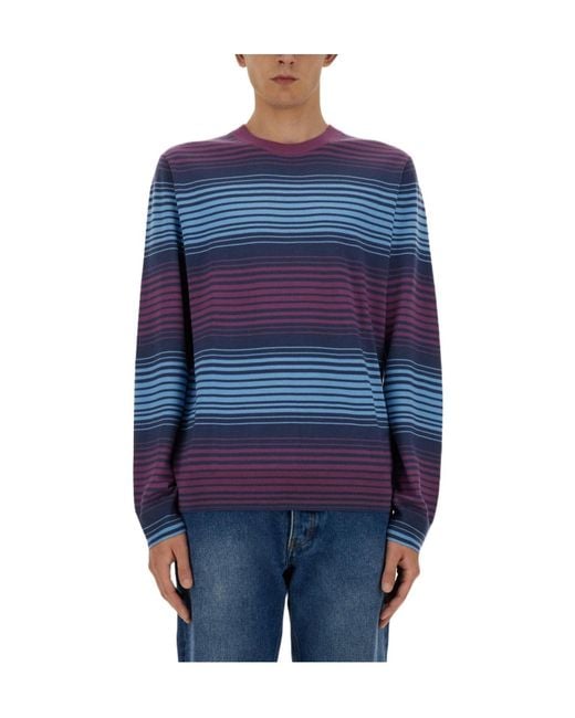 Paul Smith Blue Ps Paul Smith Striped Crewneck Jumper for men