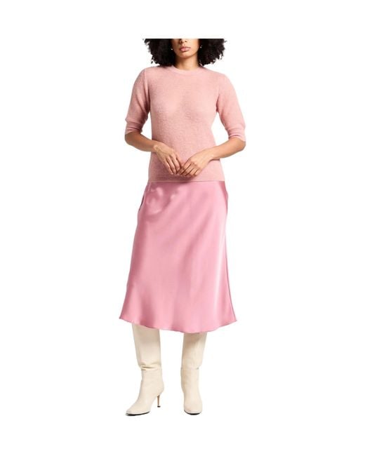 Max Mara Pink Solid-Color Knitted Short-Sleeved Top