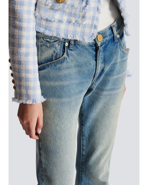 Balmain Blue Western Bootcut Denim Jeans