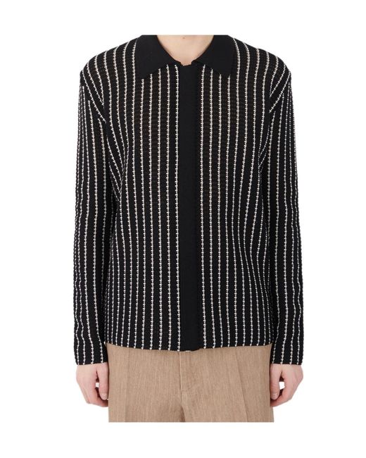 Jil Sander Black Crochet Knitted Cardigan for men