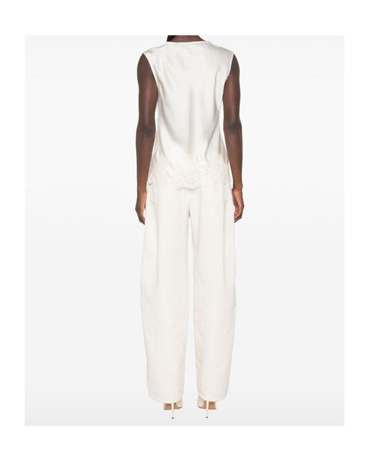 ERMANNO FIRENZE White Lace-Detail Tank Top