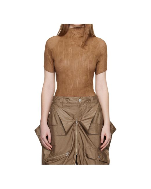 Issey Miyake Brown Twisted Turtleneck Cover-Up