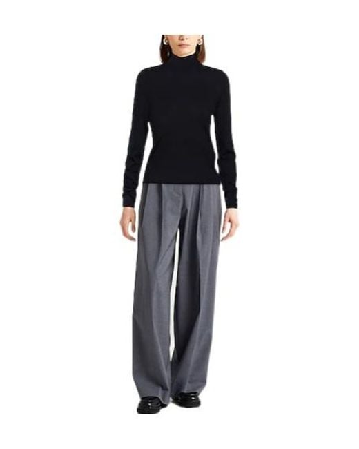 Max Mara Blue Solid Cashmere Turtleneck Sweater