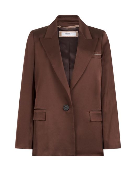 Peserico Brown Elegant Blazer With A Classic Cut