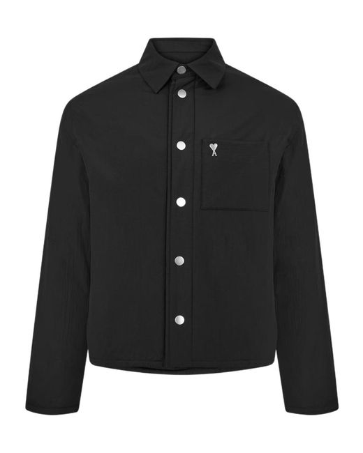 AMI Black Padded Ami De Coeur Overshirt for men