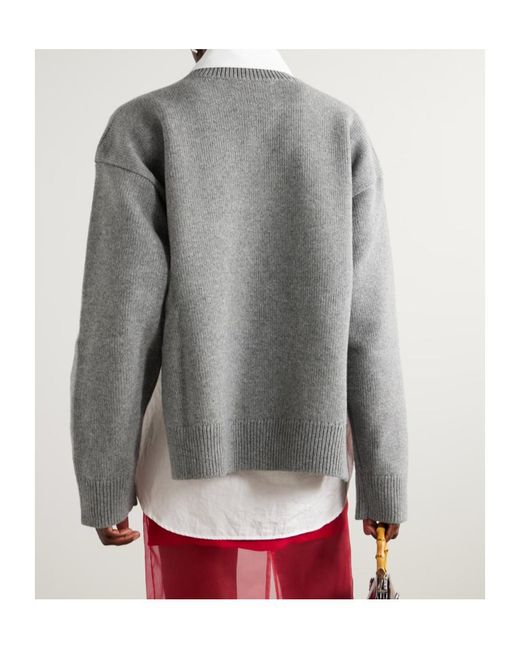 Jil Sander Gray Crew-Neck Sweater