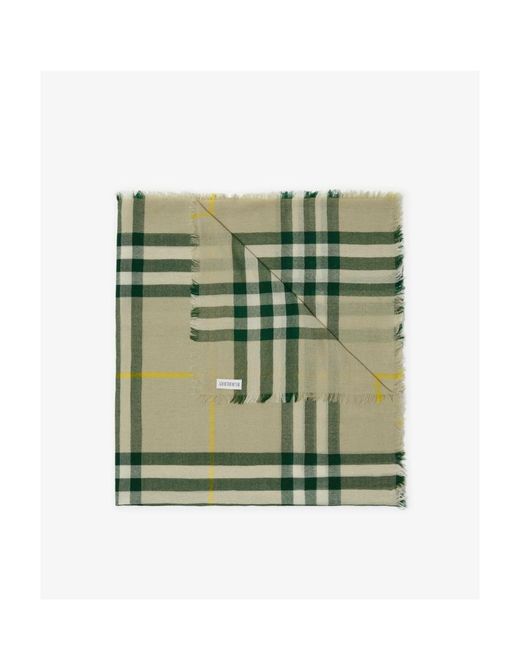 Burberry Green Vintage Check Fringed-Edge Scarf for men