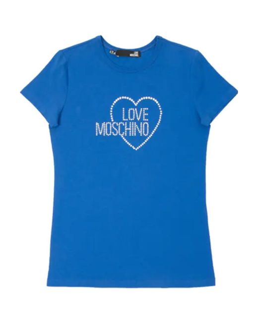 Moschino Blue T-Shirt With Round Neck And Short Sleeves