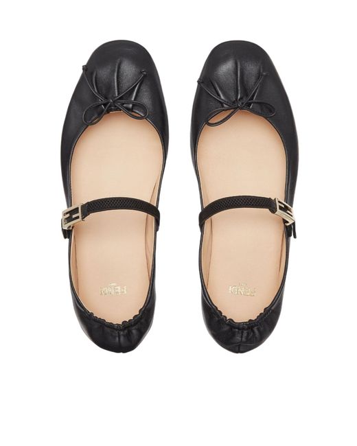 Fendi Black Baguette Ballet Flats