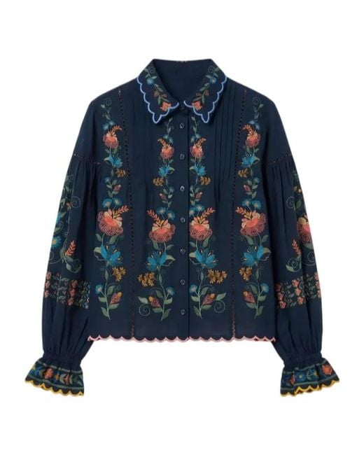 Farm Rio Blue Long-Sleeved Shirt