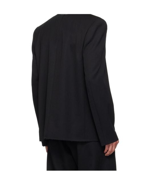 MM6 by Maison Margiela Black Frayed-Hem Shirt Jacket for men