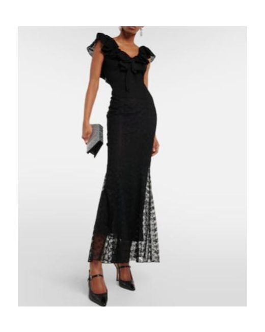 Alessandra Rich Black Bow-Tie Lace Dress