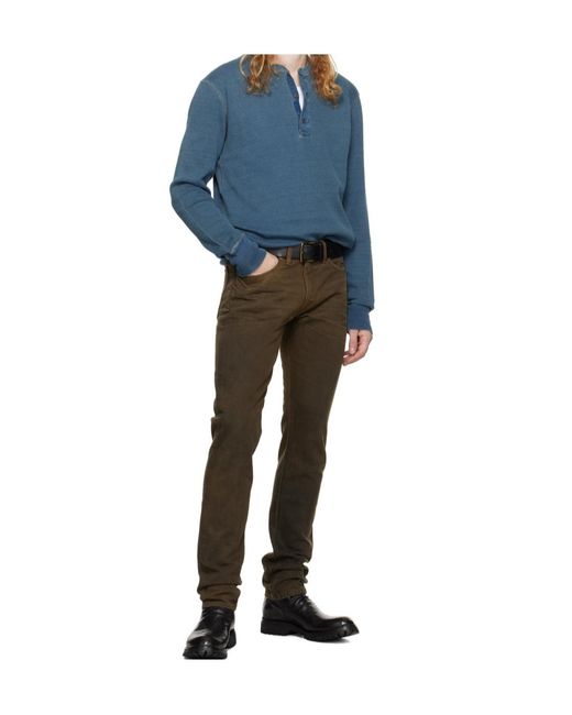 RRL Blue Ralph Lauren Button-Plaquet Knitted T-Shirt for men
