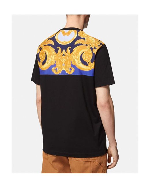 Versace Blue Medusa-Print Detail T-Shirt for men