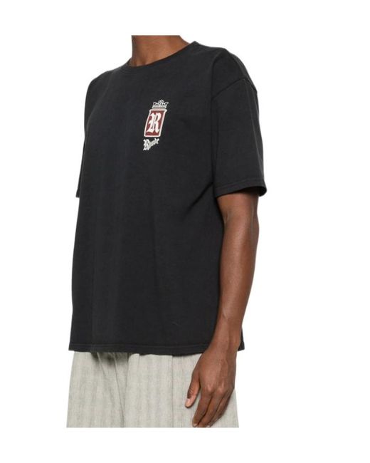Rhude Black Fumar 91 Logo T-Shirt for men