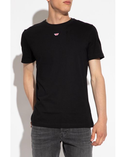 DIESEL Black T-Diegor-D Logo-Patch Crewneck T-Shirt for men