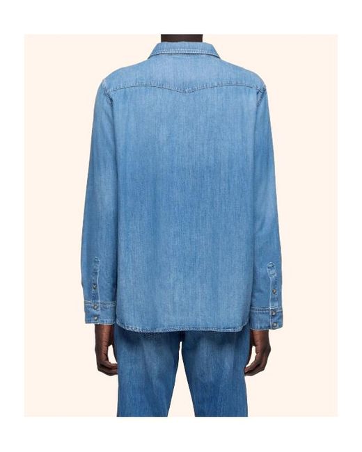 7 For All Mankind Blue Western Denim Shirt for men