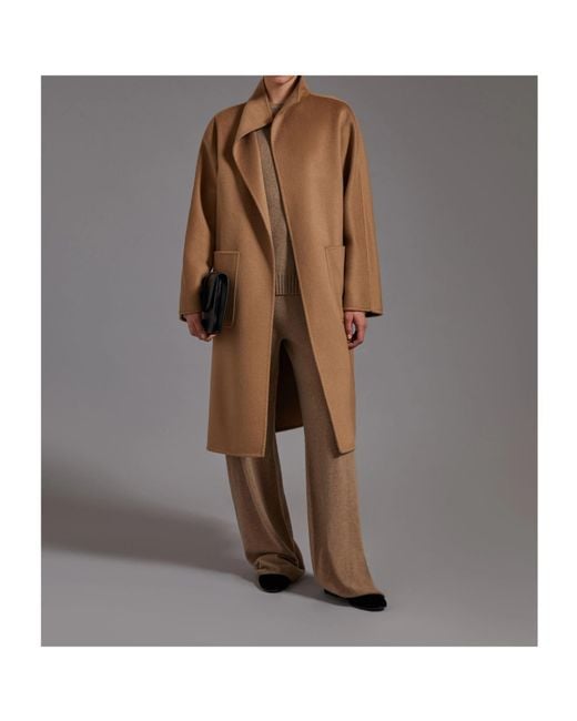 Max Mara Natural Long-Sleeved Coat With A Stand-Up Collar