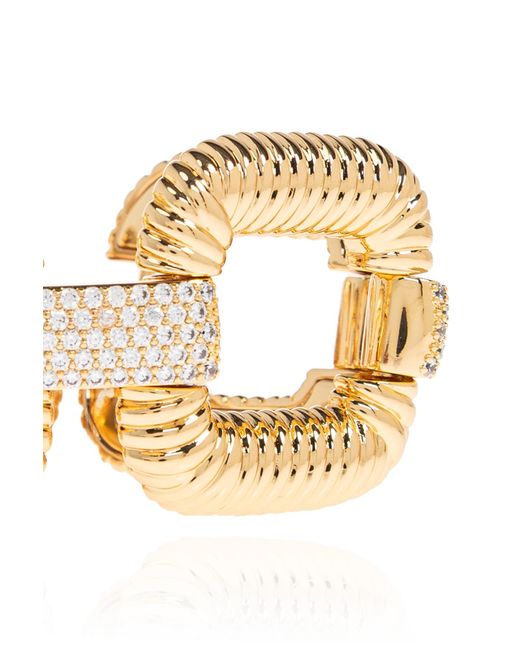Self-Portrait Metallic Rope-Detail Crystal-Embellished Bracelet