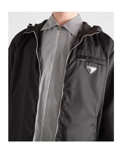 Prada Black Logo Plaque Zip-Up Jacket for men