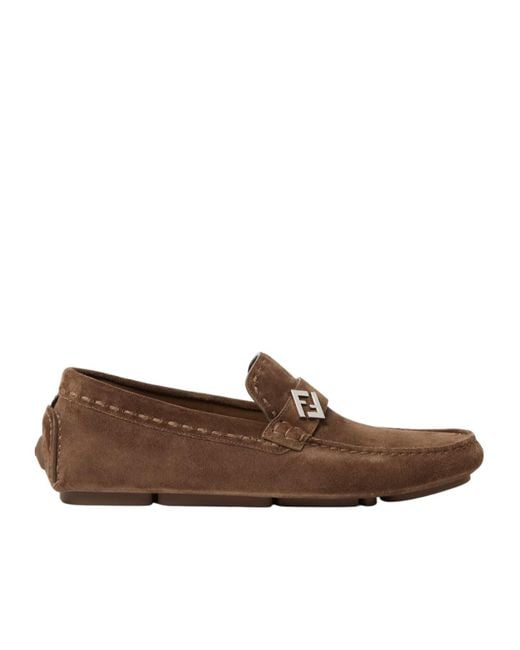 Fendi Brown Ff Drivers Slip-On Loafers for men