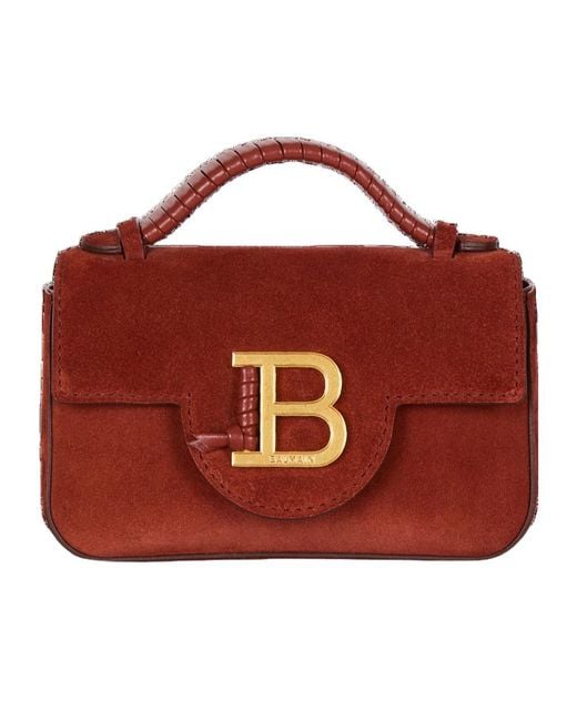 Balmain Red Suede B-Buzz 17 Mini Bag