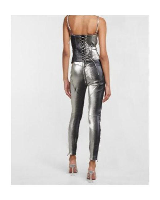 Area Gray Embellished Metallic Corset Top