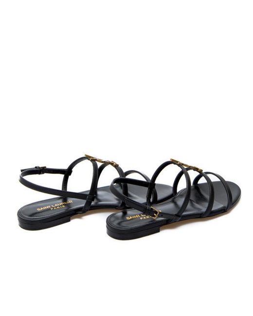 Saint Laurent Black Cassandra Flat Sandals