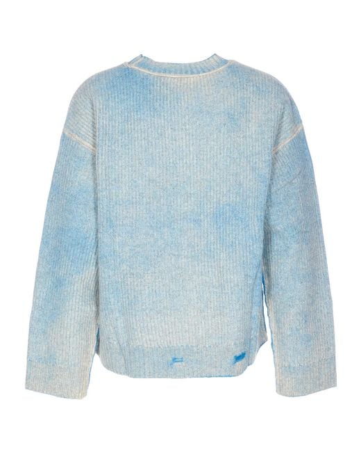 Represent Blue Distressed Crewneck Jumper for men