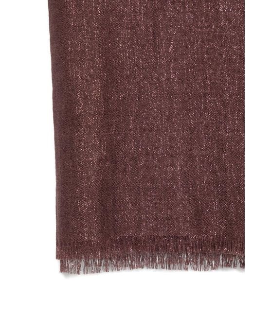 Brunello Cucinelli Purple Fringed Scarf